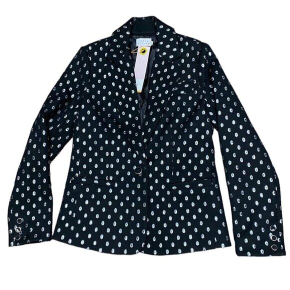 Tanya Taylor sz 4 Blazer Black Silver Single Button Classic Preppy Office Luxury - Picture 5 of 12